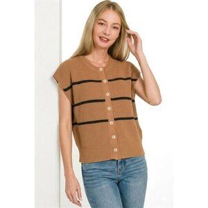 Zenana Striped Viscose Sweater Vest